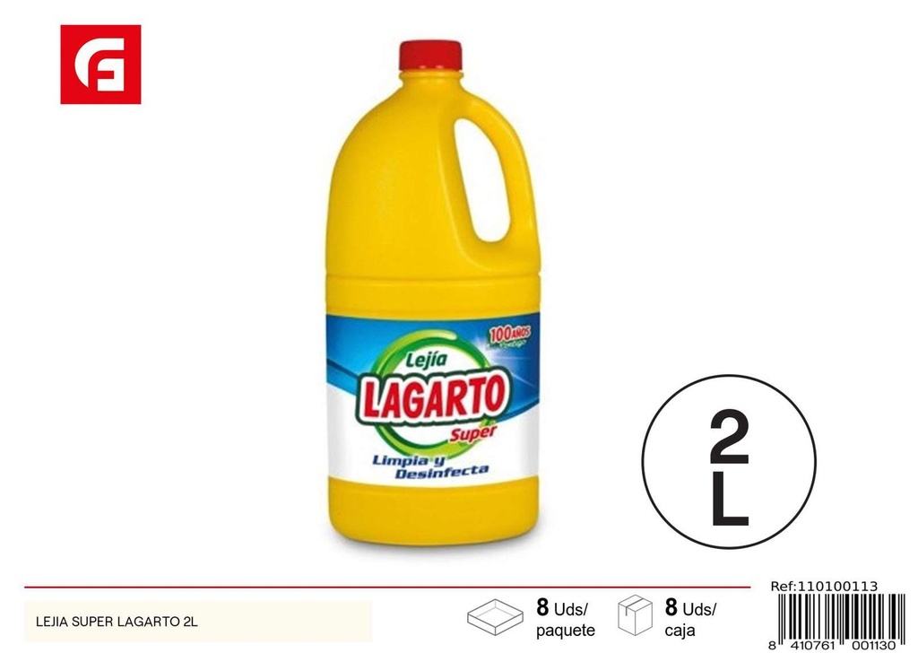 Lejía Super Lagarto 2L para limpieza y desinfección