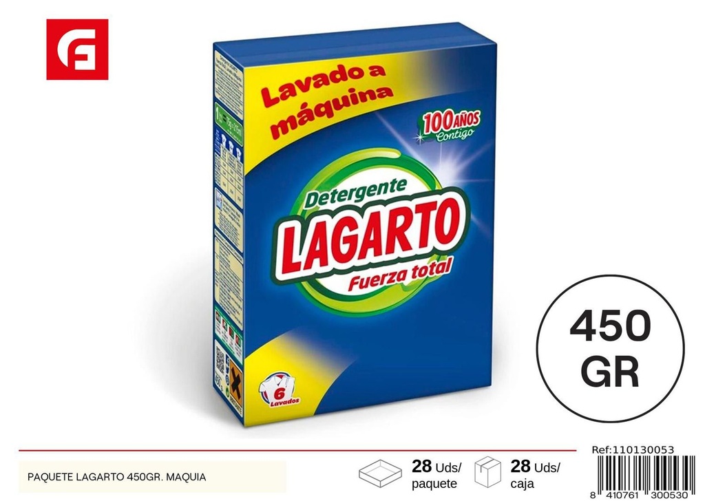 Detergente en polvo Lagarto 450gr para lavadora