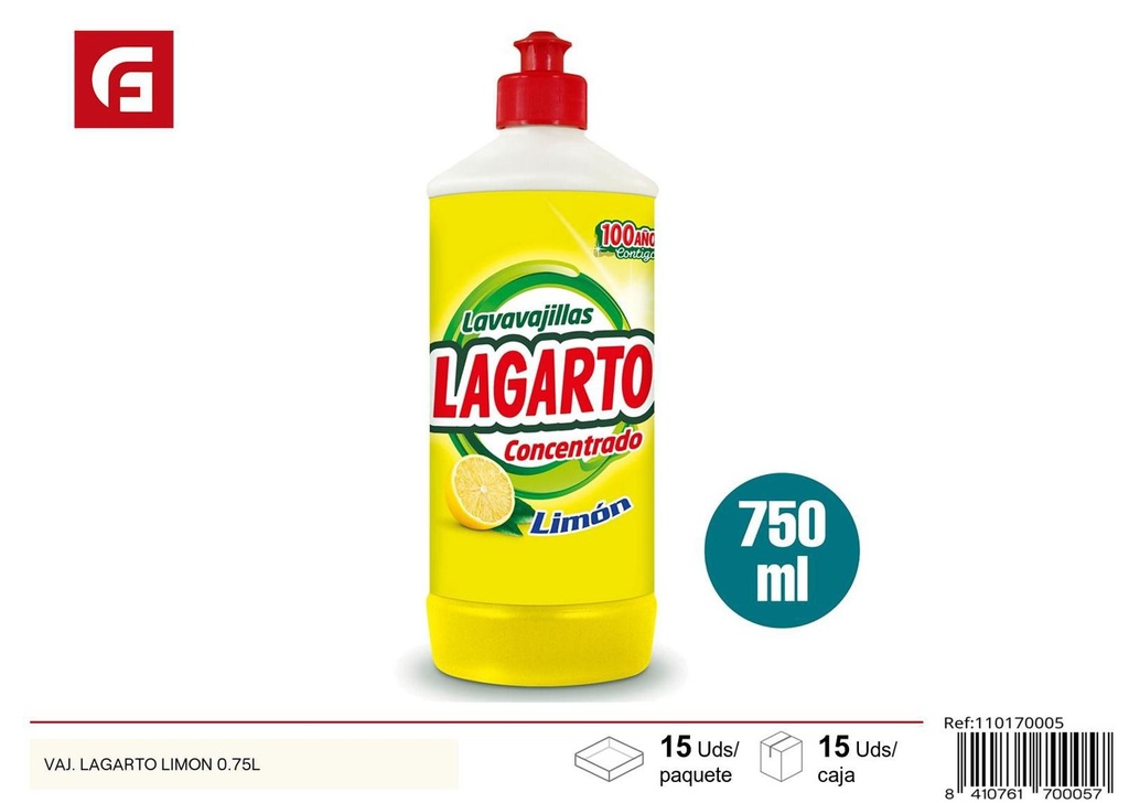 Detergente para vajillas Lagarto limón 0.75L para limpieza