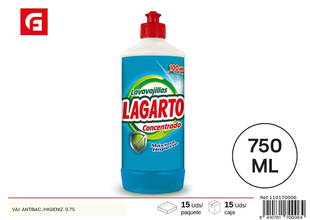 Lavavajillas antibacteriano 0.75L para limpieza e higiene