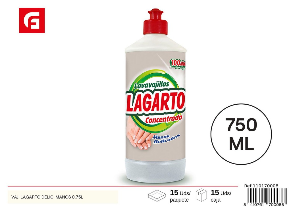 Detergente para vajilla Lagarto delicado para manos 0.75L