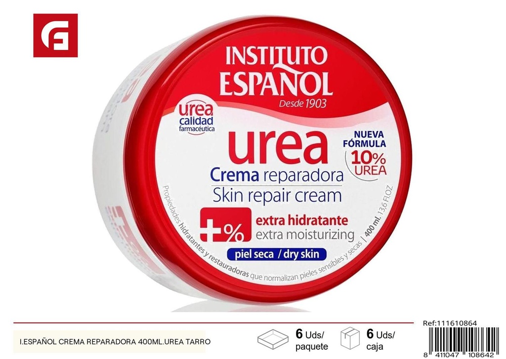 Crema reparadora con urea 400ml para hidratación intensiva