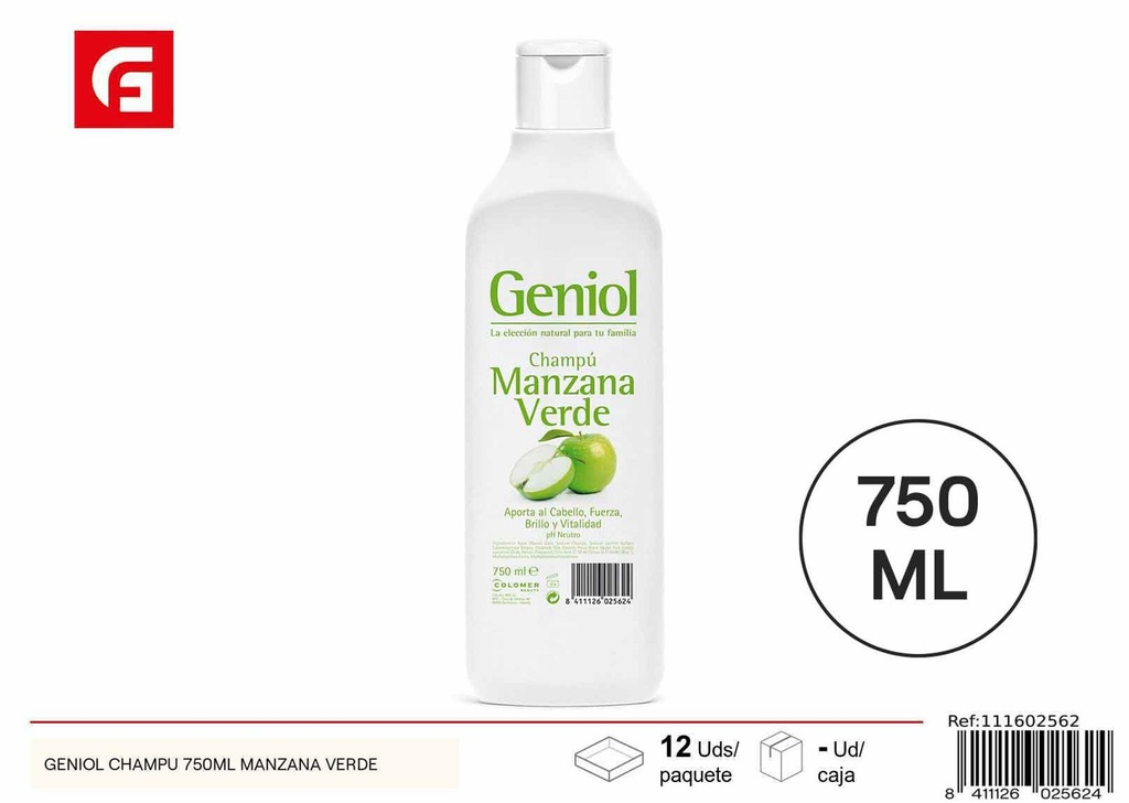 Champú Genol manzana verde 750ml para cuidado del cabello