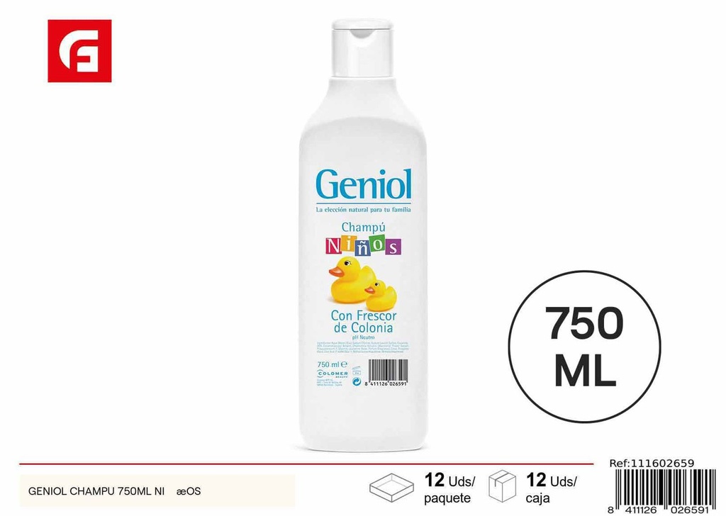 Champú para niños GENIOL 750ML para higiene personal