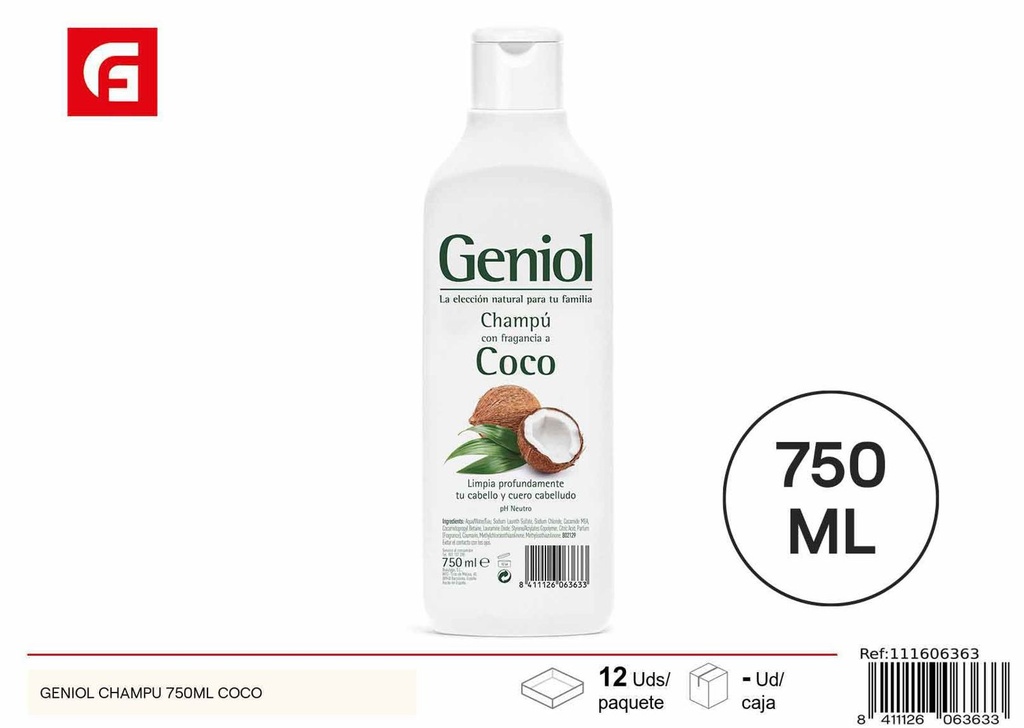 Champú Geniol coco 750ml para cuidado del cabello