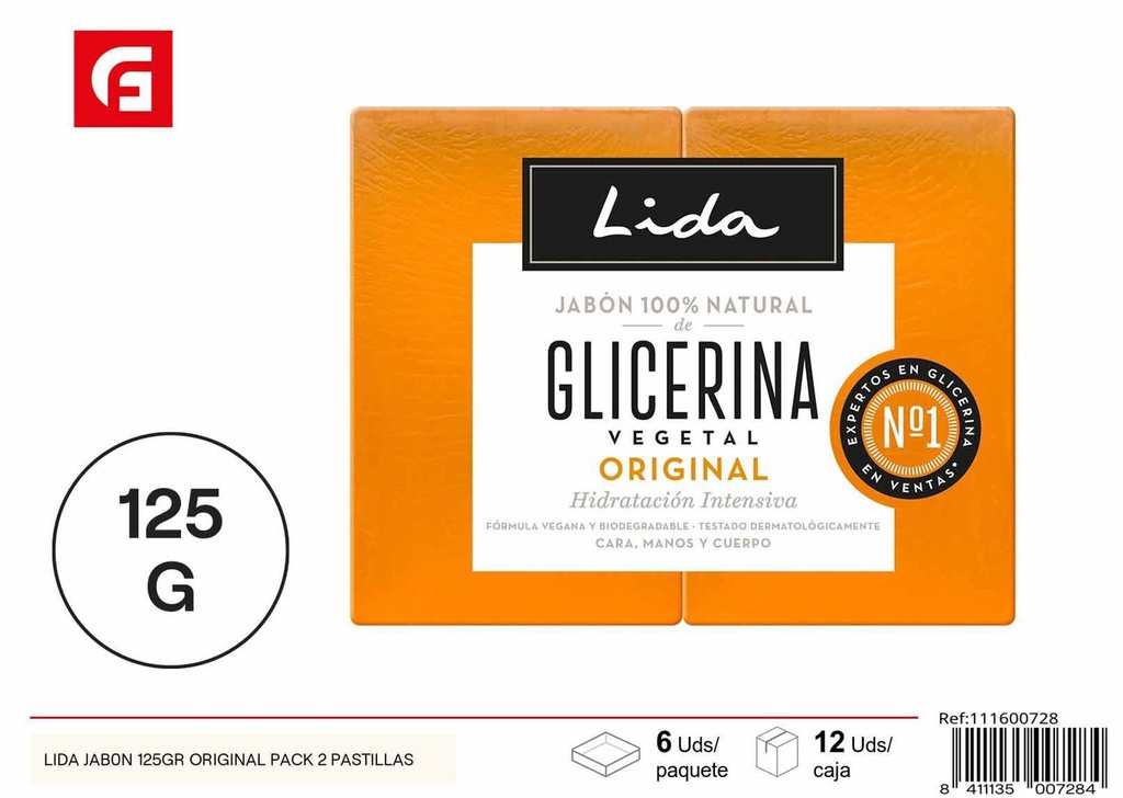 Jabón original Lida 125 g pack 2 pastillas