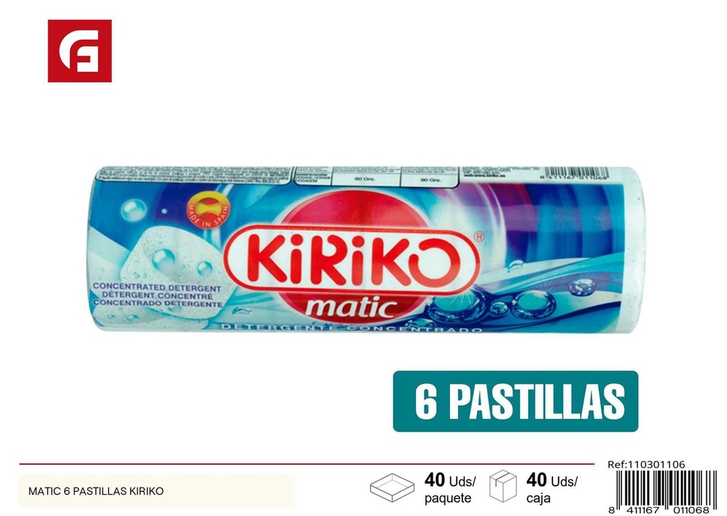 Detergente en pastillas Kiriko, set de 6 para limpieza de hogar