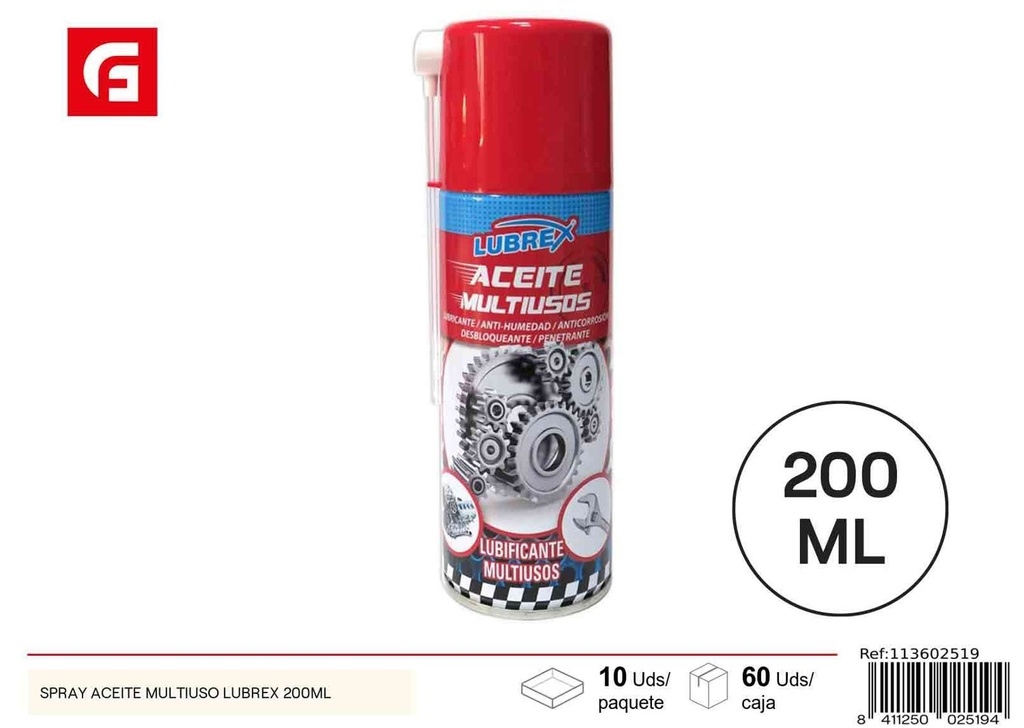 Espray lubricante multiusos Lubrex 200ml para mantenimiento