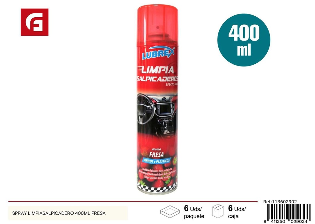 Espray limpia salpicadero 400ml aroma fresa para limpieza de coches