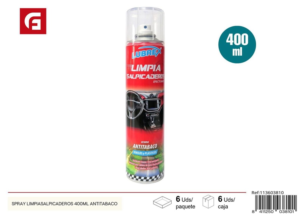 Limpiador de salpicaderas antitabaco Lubrex 400ml - Accesorios de coche