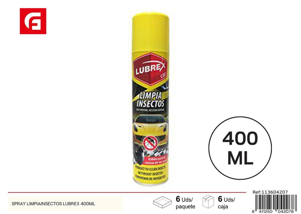 Limpiainsectos en spray Lubrex 400ml