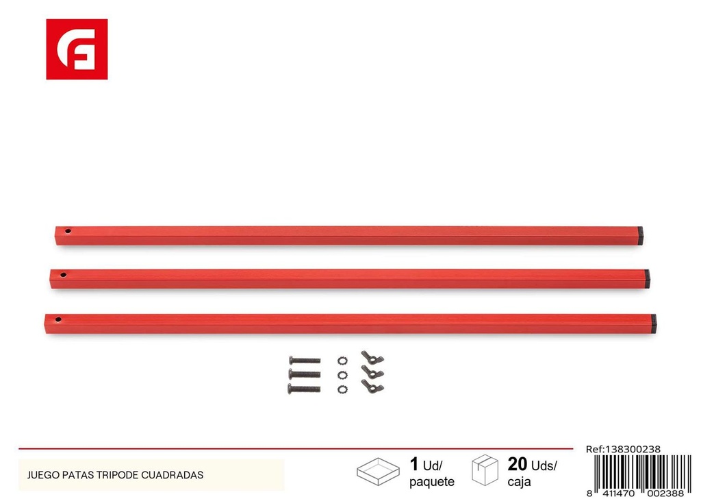 Juego de patas trípode cuadradas para paellera