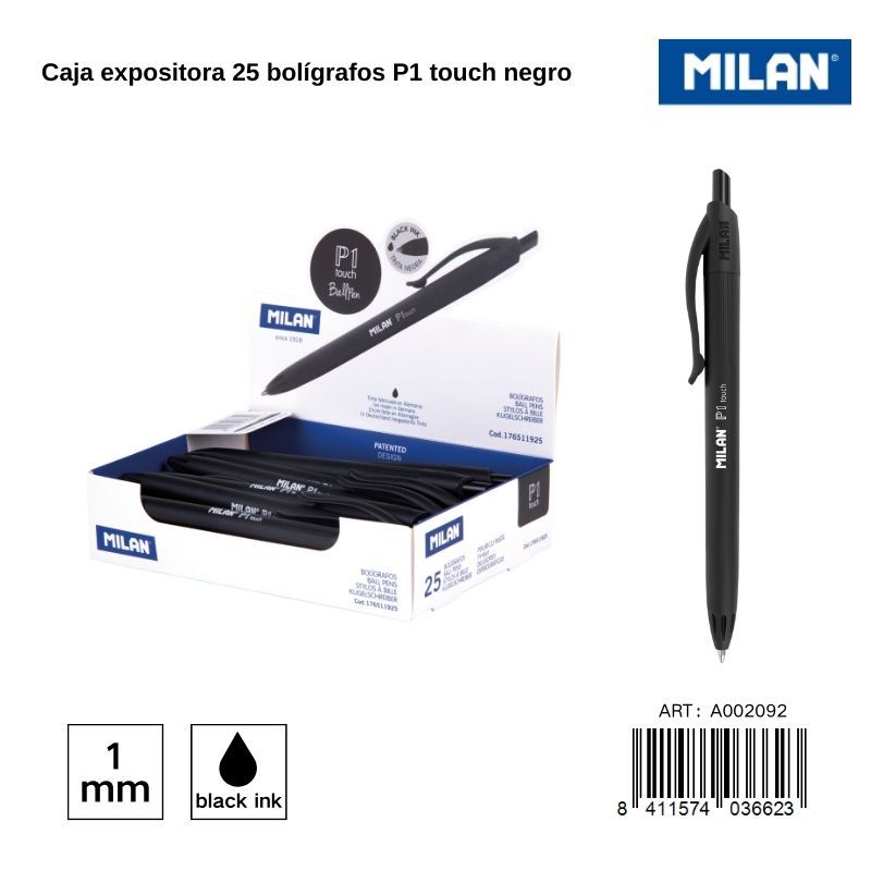 Bolígrafo Milan P1 Touch negro - Productos de papelería