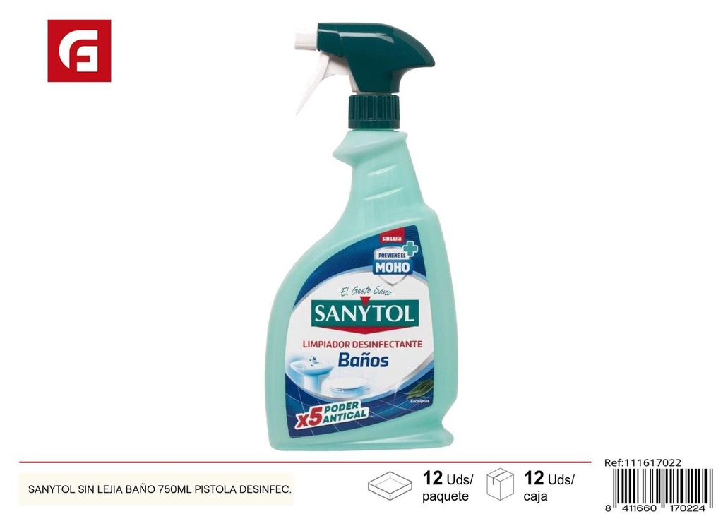 Limpieza Sanytol sin lejía baño 750 ml - Productos de limpieza