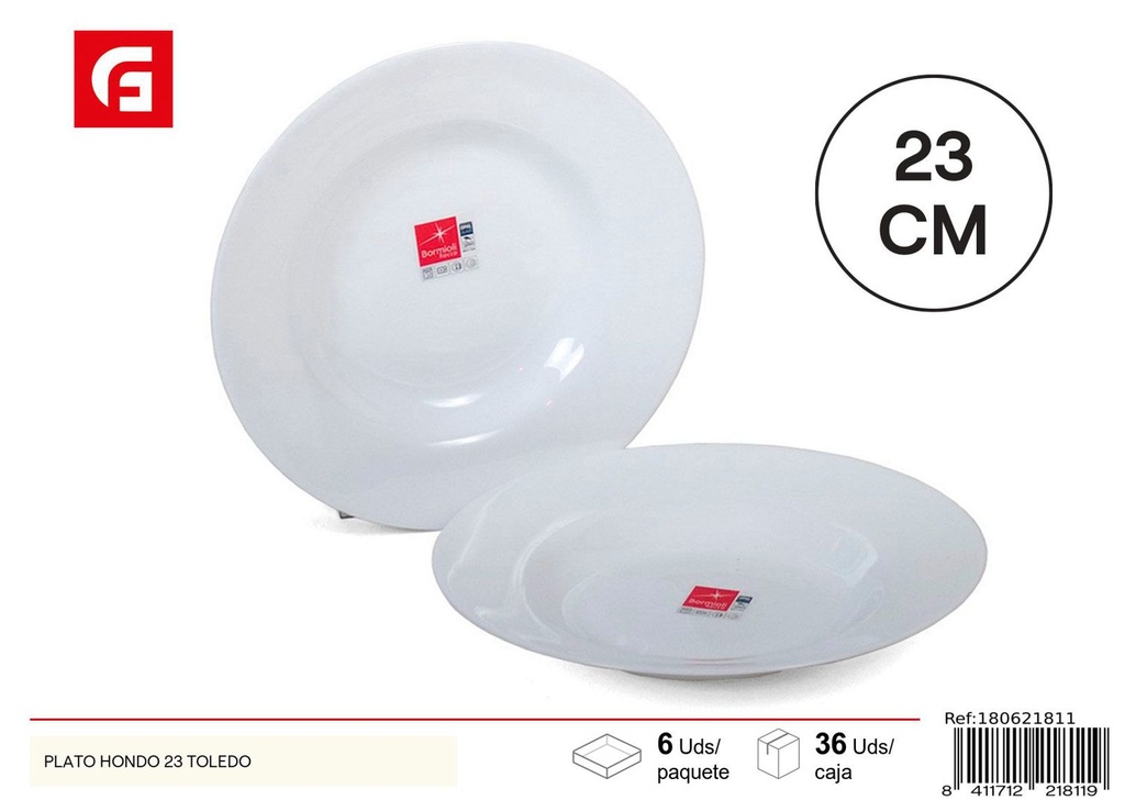 Plato hondo de cerámica Toledo 23 cm - Vajilla y utensilios de mesa