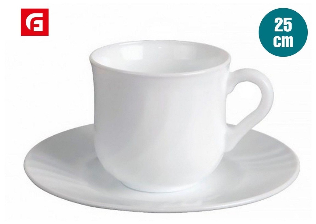 Juego de 6 tazas y plato 25 cm Ebro - Vidrio y cerámica