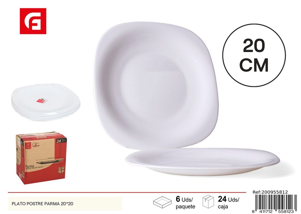 Plato postre parma 20*20 - Vajilla de cerámica