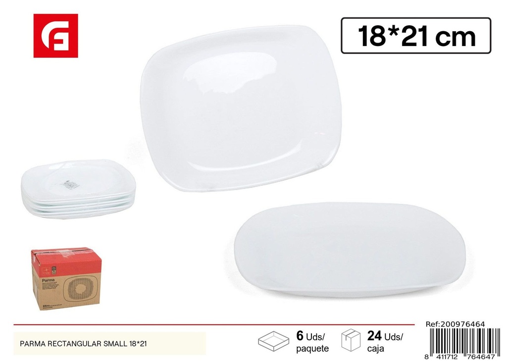 Plato rectangular de vidrio Parma pequeño 18x21 - Vajilla de cerámica