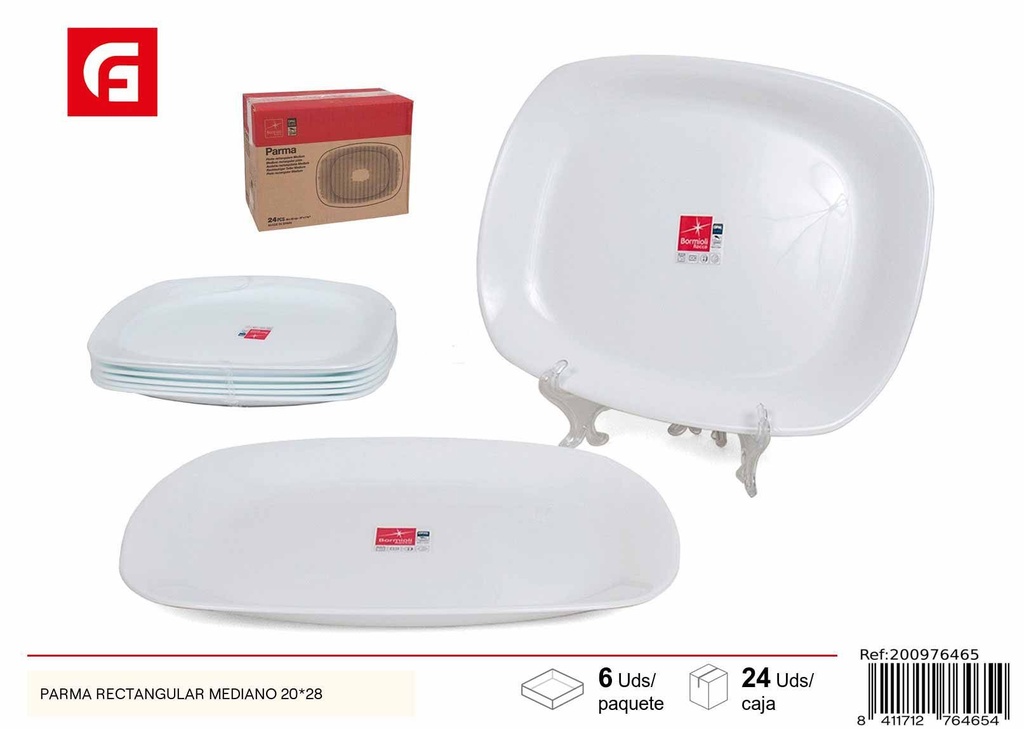 Plato rectangular de vidrio parma 20*28 - Vajilla de cerámica
