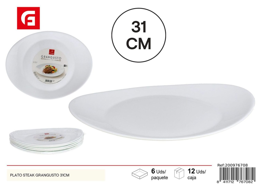 Plato de cerámica para steak Grangusto 31cm para cocina