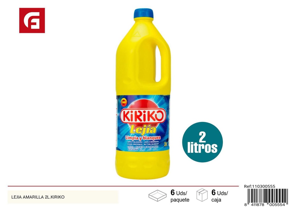 Lejía amarilla 2L Kiriko para limpieza