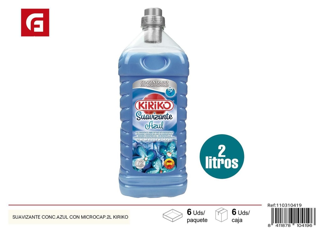 Suavizante concentrado azul con microcápsulas 2L Kiriko