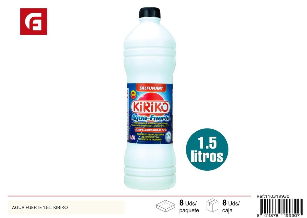 Agua fuerte 1.5 l Kiriko para limpieza