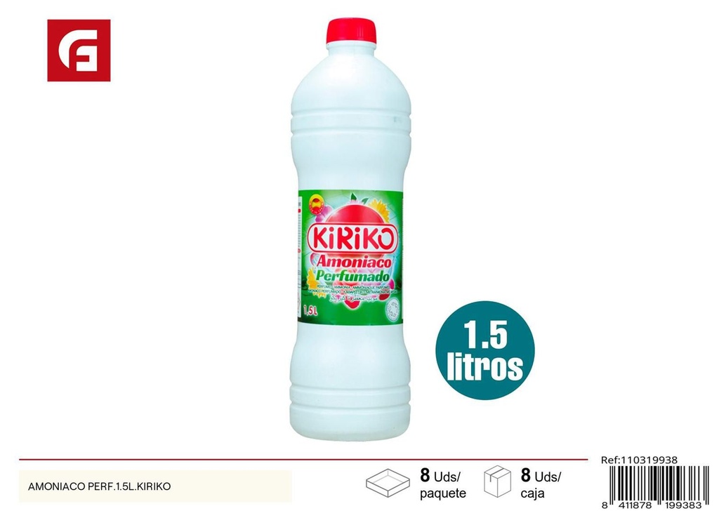 Amoniaco perfumado 1.5L Kiriko para limpieza del hogar