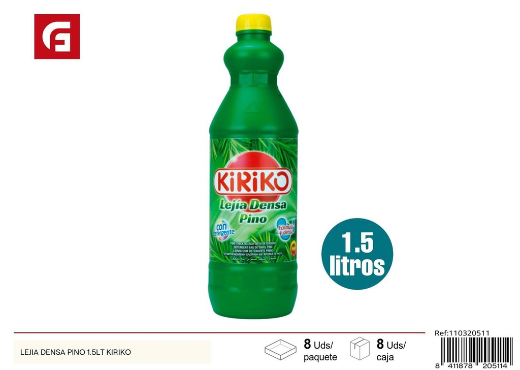 Lejía densa pino 1.5lt Kiriko para limpieza