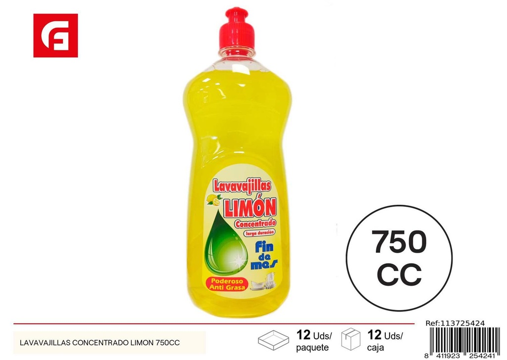 Lavavajillas concentrado limón 750 cc - Productos de limpieza para cocina