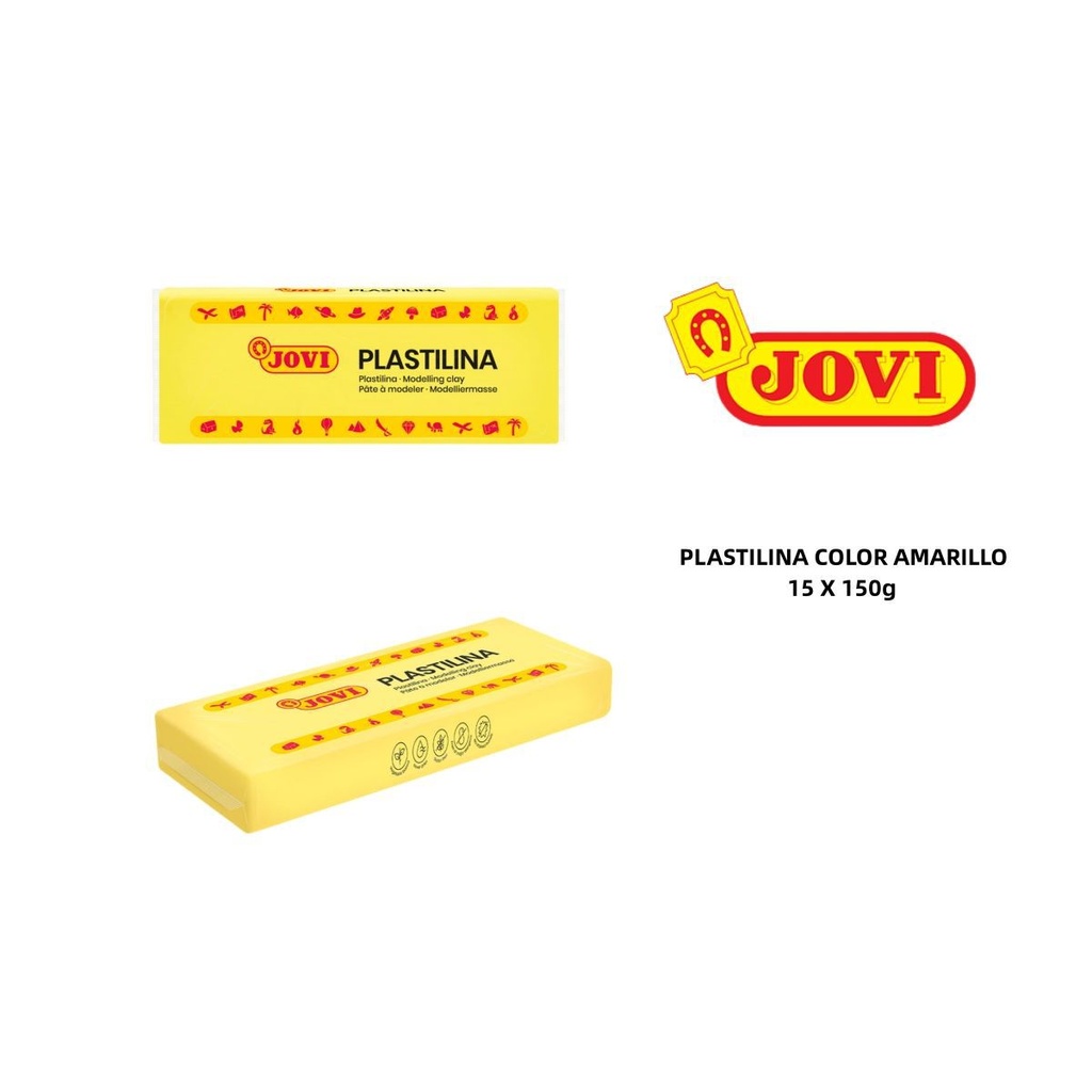 Plastilina caja 15 pastillas 150g amarillo, material educativo