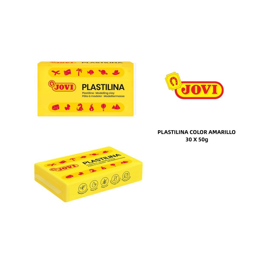 Plastilina Jovi 30 pastillas de 50g amarillo - Productos de papelería