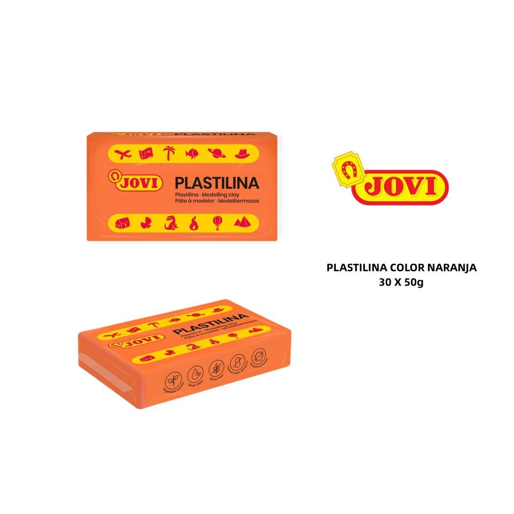 Plastilina naranja 50g en caja de 30 pastillas para manualidades