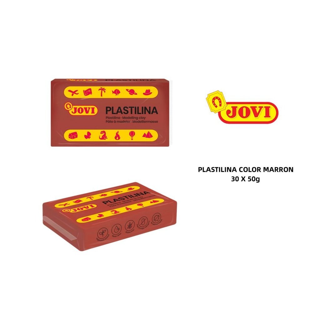 Plastilina marrón caja de 30 pastillas 50g para modelado