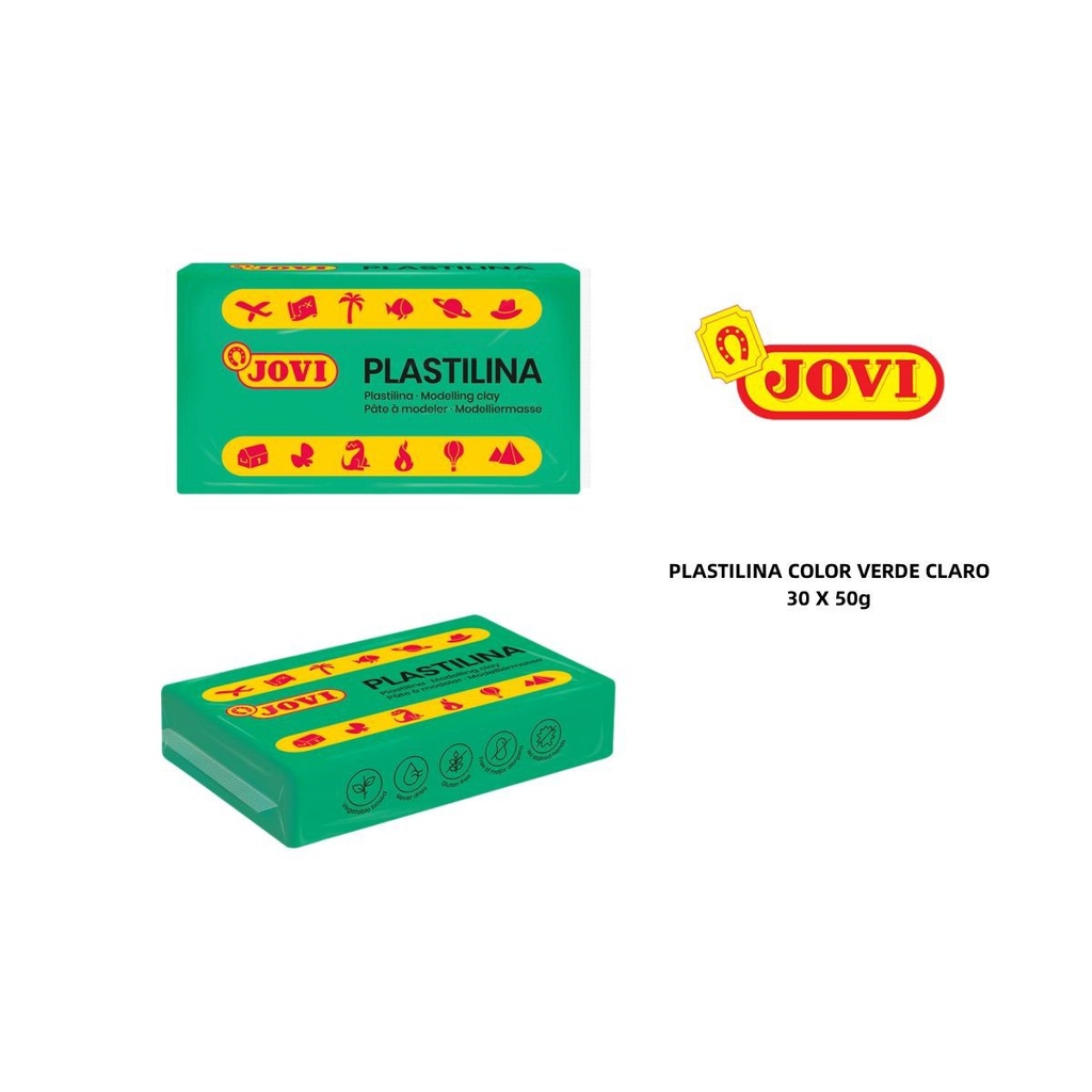 Plastilina verde claro en caja 30 pastillas de 50g