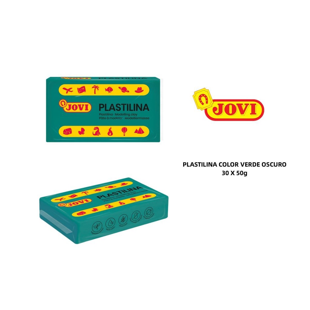 Plastilina en caja 30 pastillas 50g verde oscuro para manualidades