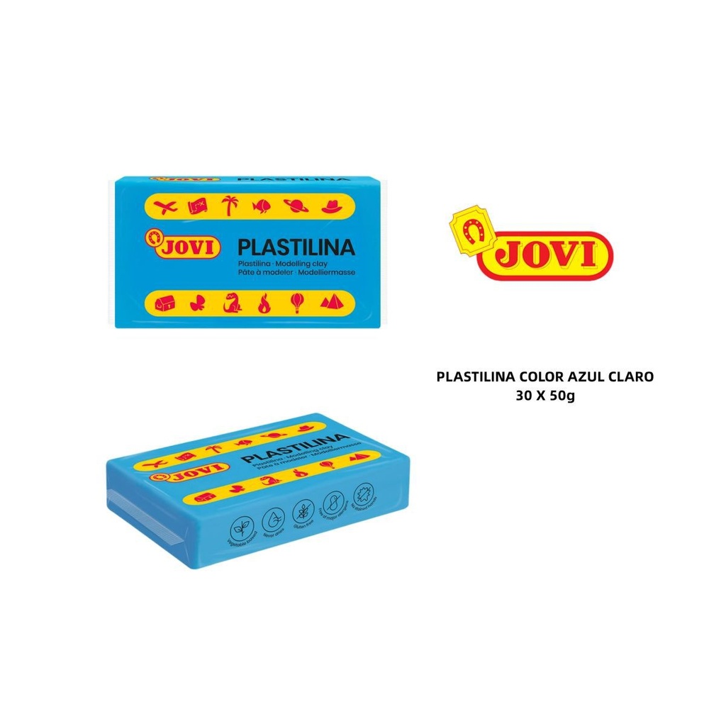 Plastilina azul claro caja 30 pastillas 50g para modelado