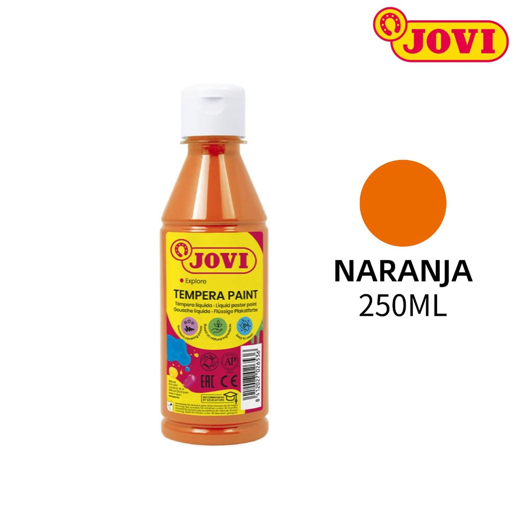 Tempera pintura naranja 250ml Jovi para actividades artísticas