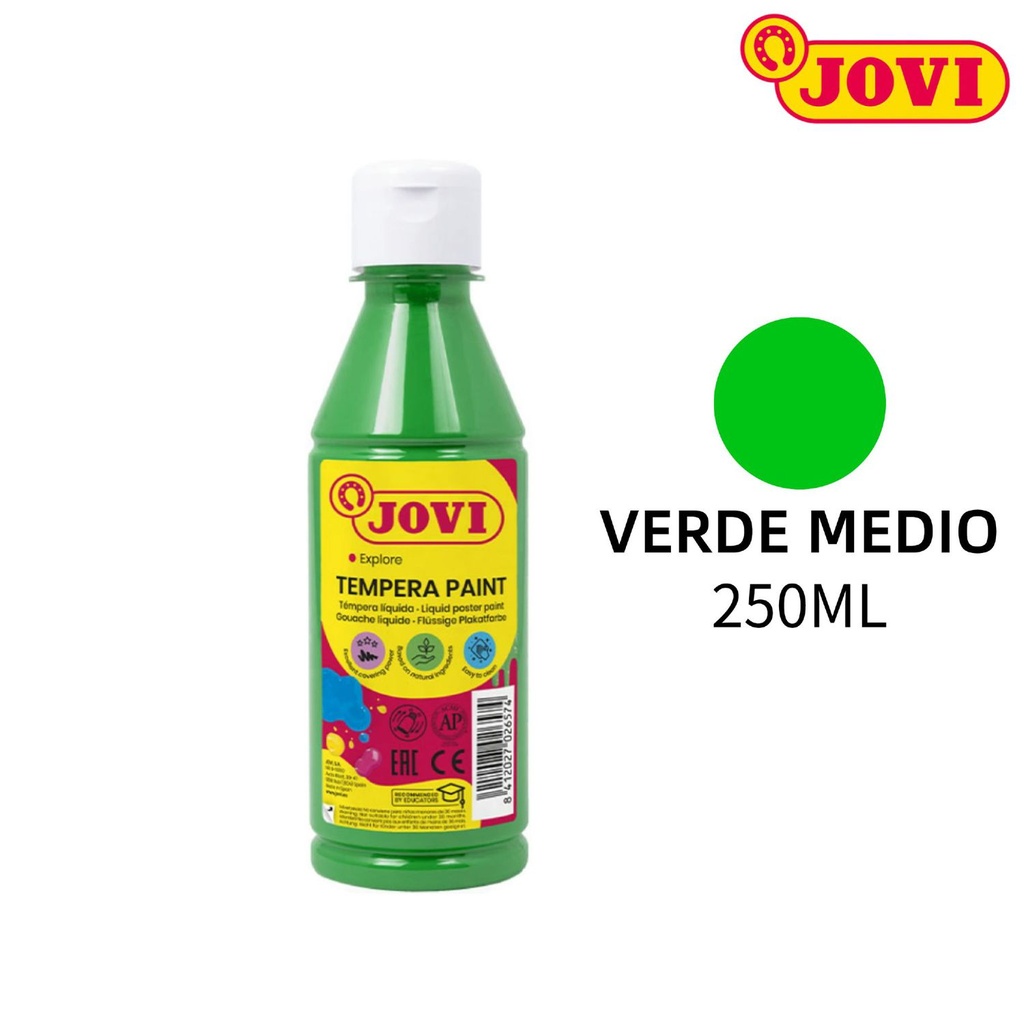 Tempera paint botella 250ml verde medio Jovi para dibujo