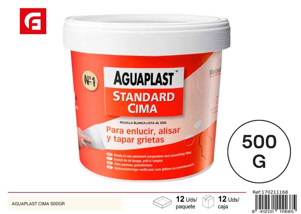 Masilla Aguaplast Cima 500 g - Pintura de ferretería