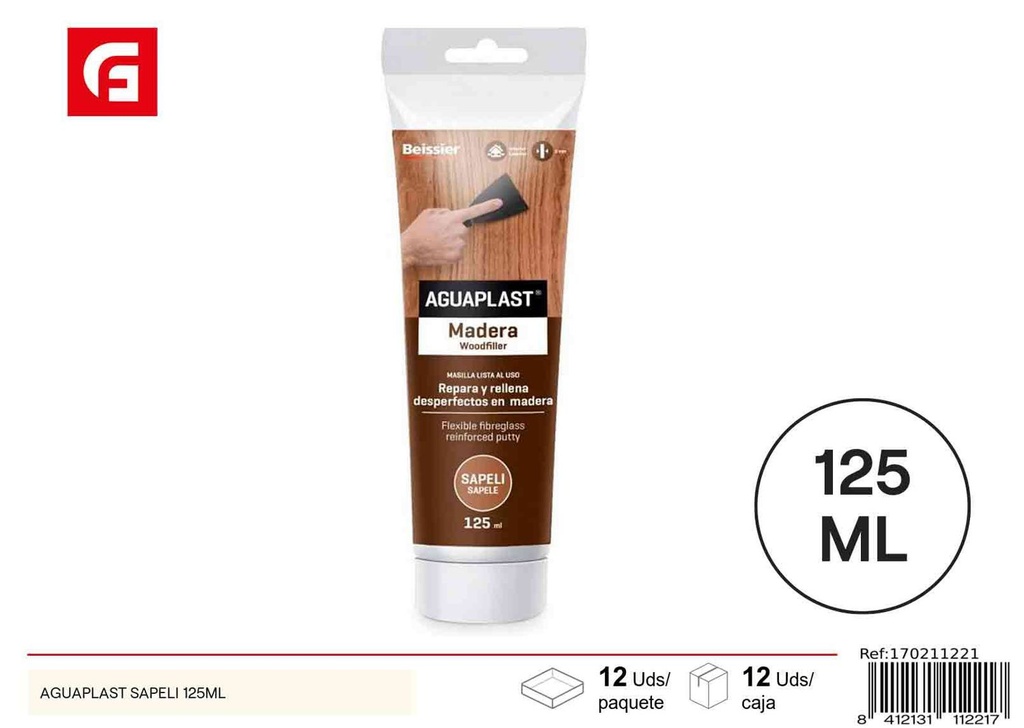 Aguaplast madera Sapeli 125 ml - Pasta restauradora de madera