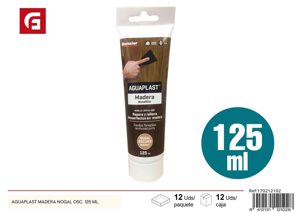Pasta reparadora de madera color nogal oscuro 125 ml - Aguaplast