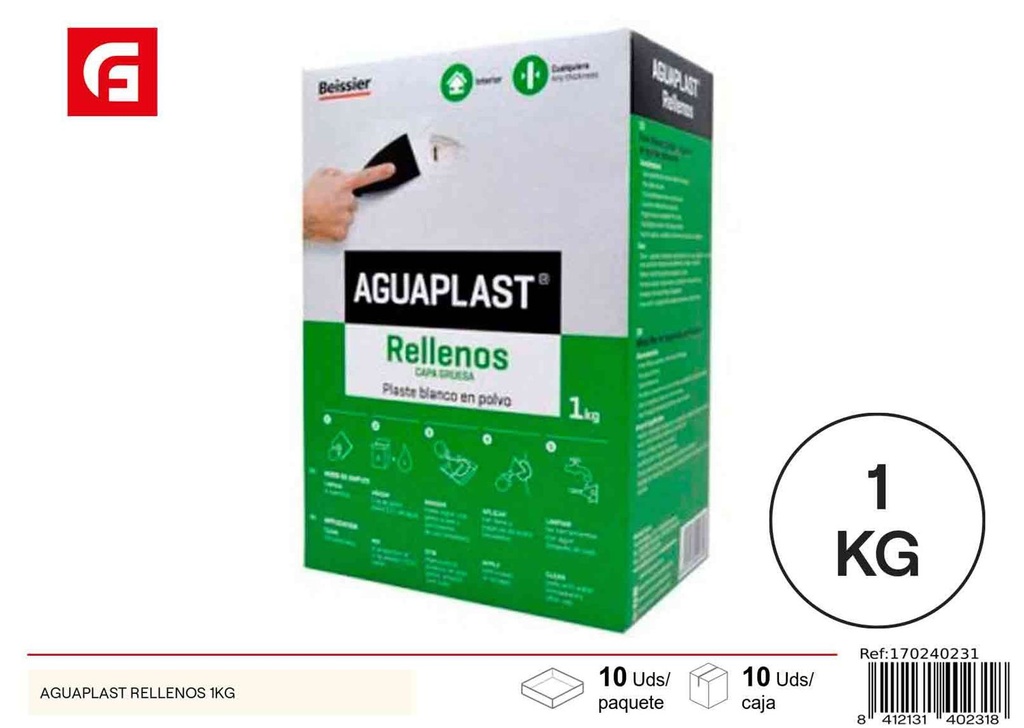 Aguaplast rellenos 1kg, masilla para construcción