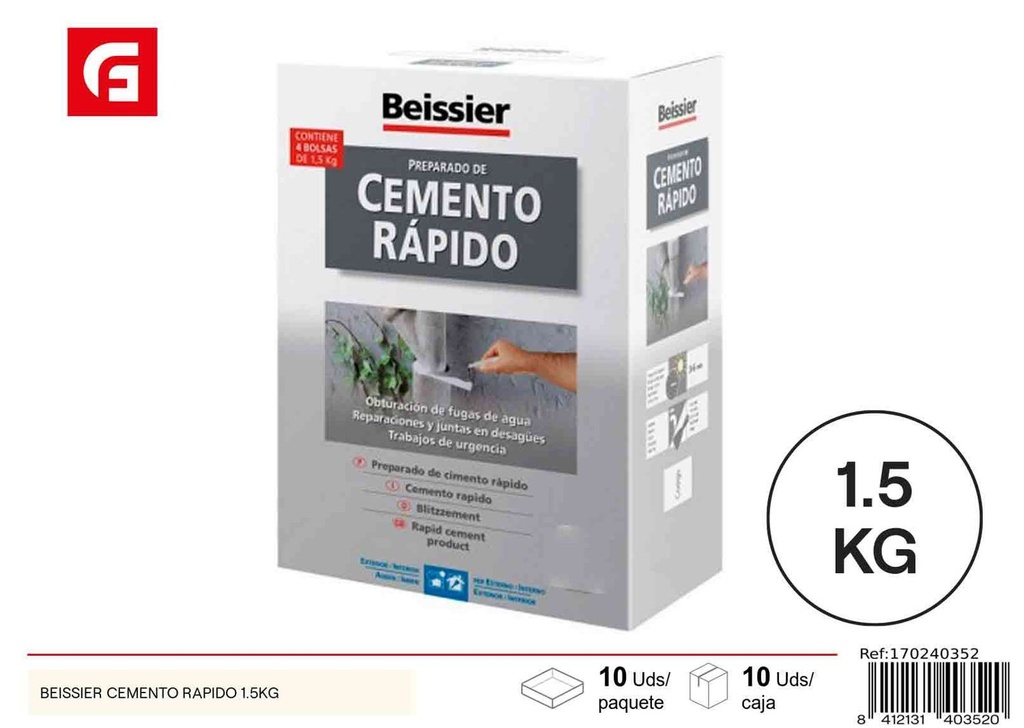 Cemento rápido Beissier 1.5kg para reparaciones