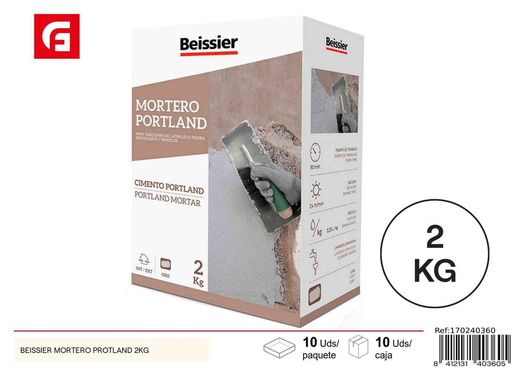 Mortero Portland 2kg Beissier para construcción