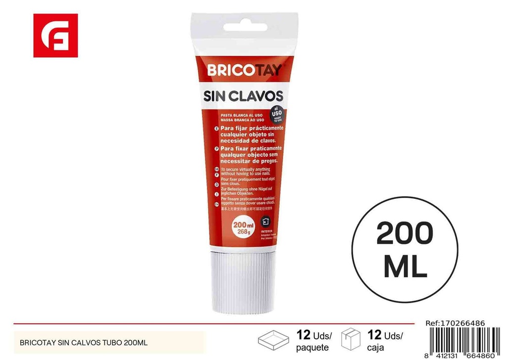 Bricotay sin clavos tubo 200ml para bricolaje