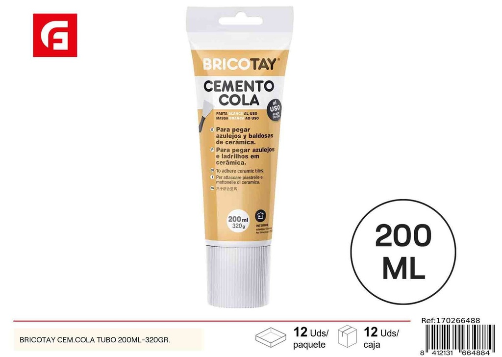 Cemento cola tubo 200ml para bricolaje