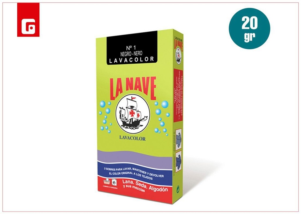 Tinte negro lavacolor 20g para teñir telas