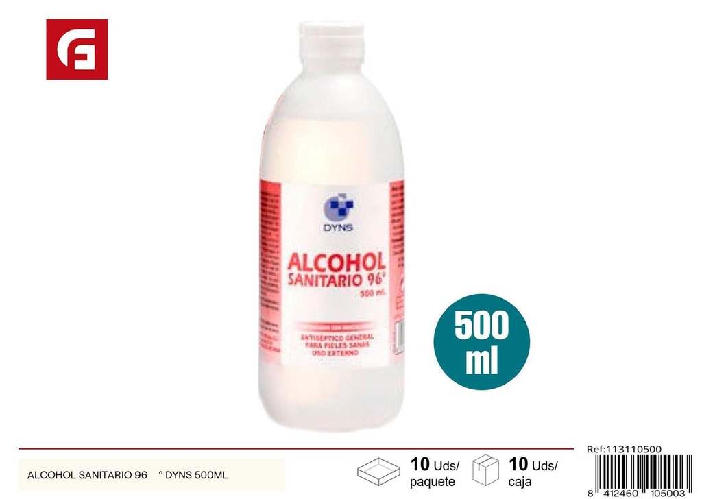 Alcohol sanitario 96º 500ml - Productos de limpieza y desinfección