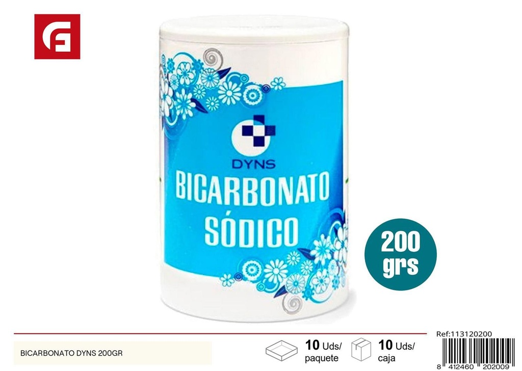 Bicarbonato de sodio Dyns 200gr para limpieza